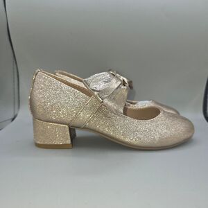 Sam Edelman Kids Bianca Teddy Gold Block Heel Dress Shoe - Girls Size 3